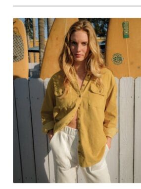 Billabong Corduroy Shirt Jacket in Mustard Yellow